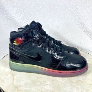 Nike Air Jordan 1 Retro Hi GS Sneakers Y (4.5) W(6) Black Fuchsia Athletic Shoes